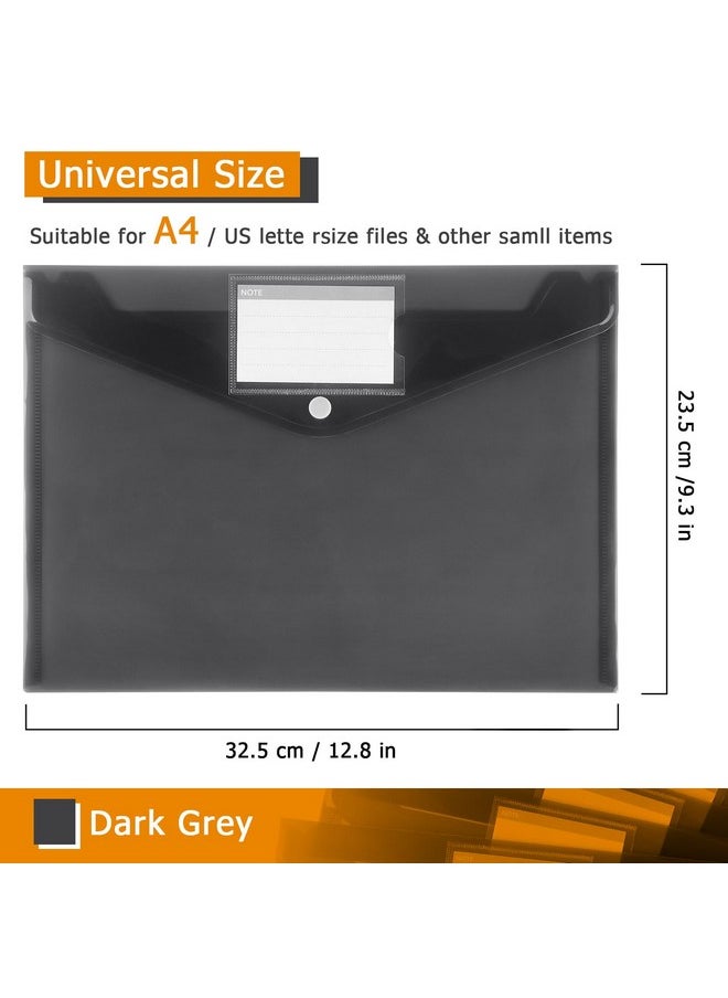 Tamaki - 6 Pack Plastic Envelopes Poly Envelopes Clear Document Folders Plastic File Folders For Home Work Office Organization Letter Size/A4 Size(Dark Grey) - Image 1