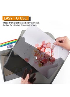 Tamaki 6 Pack Plastic Envelopes Poly Envelopes Clear Document Folders Plastic File Folders For Home Work Office Organization Letter Size/A4 Size(Dark Grey)  - Image 5