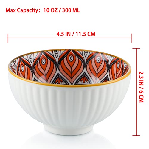Sanbege Ceramic Rice Bowls 10 oz, Bohemian Style Bowl Gift Set, Assorted Dinnerware Serving Bowls for Cereal, Soup, Dessert, Snack, Fruit, Salsa, Pack of 6 (Geometric Pattern) - Image 2