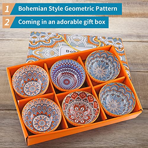 Sanbege Ceramic Rice Bowls 10 oz, Bohemian Style Bowl Gift Set, Assorted Dinnerware Serving Bowls for Cereal, Soup, Dessert, Snack, Fruit, Salsa, Pack of 6 (Geometric Pattern) - Image 4