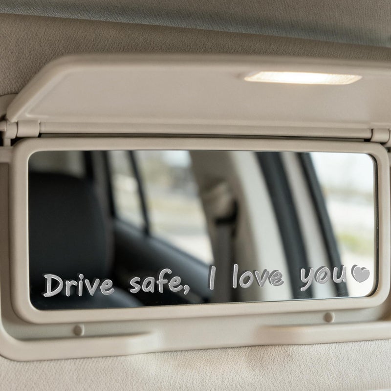 Zyeco 3PCS Drive Safe I Love You Mirror Sticker, Metal Car Decals for Men, Women, Rearview Mirror Accessories, Cute Car Interior Decor, New Driver Gifts(Silver) - Image 4