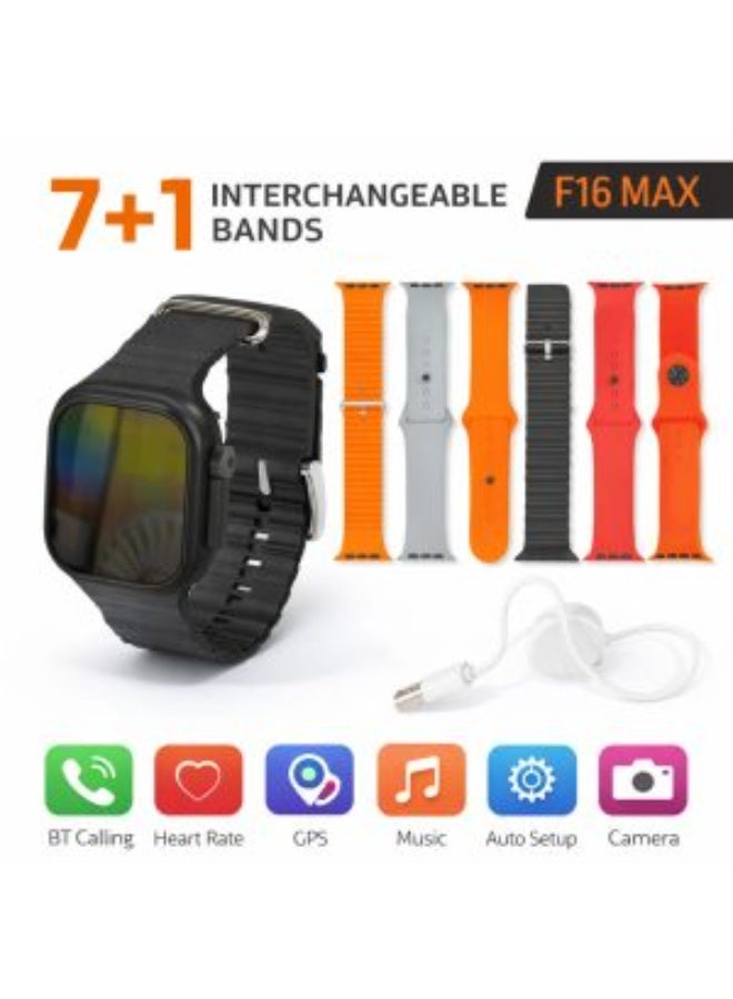 ساعة ذكية F16 Max مع 7+1 أحزمة، تدعم مكالمات البلوتوث وتتبع اللياقة البدنية - Image 2