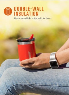 WACACO Octaroma CLASSICO Vacuum Insulated Mug (180ml) - Double Wall Stainless Steel Coffee Travel Tumbler w/ Leakproof Drinking Lid, Reusable, Washable, BPA-Free, Hot & Cold - Red  - Image 3