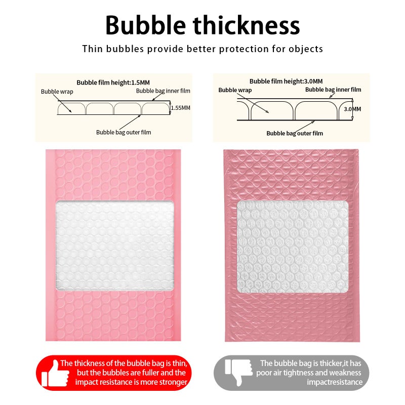 Dasen Bubble Mailers 3.5x5 Inch 50 Pcs,Small Self-Sealing Mail Shipping Bags,Pink Padded Envelopes #0000 - Image 4