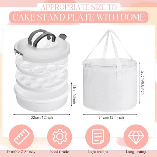 Vesici Set of 3 12 Round Pie Holder Insulated Thermal Casserole Carriers for Hot or Cold Food 2 Pcs Plastic Cake Container with Lid Handle Portable Cake Carriers for Transport Cupcake Pie Pastry - Image 3