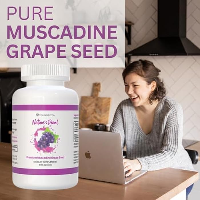 Youngevity Premium Muscadine Grape Seed - 650 mg - Nature's Pearl Antioxidant Superfood - Rich in Resveratrol, Ellagic-Acid, Quercetin, Anthocyandins, and More - 60 Servings - Image 3