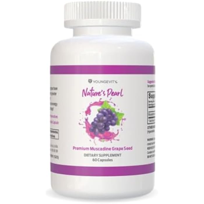 Youngevity Premium Muscadine Grape Seed - 650 mg - Nature's Pearl Antioxidant Superfood - Rich in Resveratrol, Ellagic-Acid, Quercetin, Anthocyandins, and More - 60 Servings - Image 1