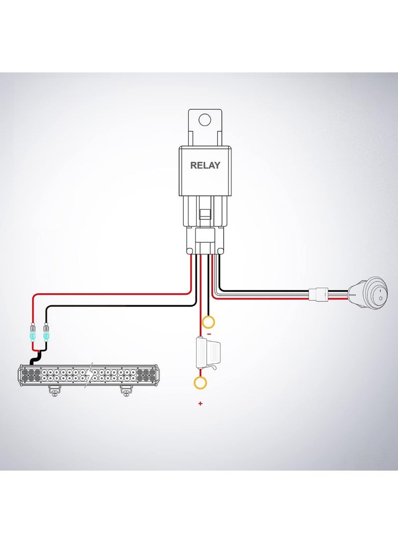 Nilight Wiring Harness Kit for LED Light Bar and Car Lights, 12V 14AWG, 12 ft with On-Off Switch, Relay and Fuse, Model 10007W - Image 4