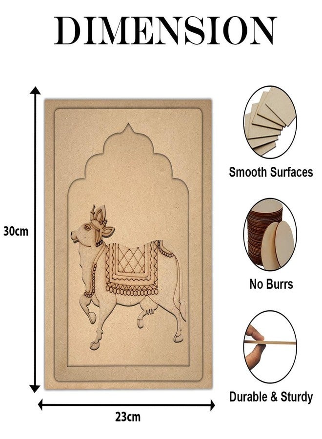 Wrapping Studio لوح MDF من WRAPPING STUDIO لفن ليبان - قطع جاهزة للقص بتصميم بقرة بيتشواي في جاروكا، مناسبة للأعمال الحرفية والرسم والمشاريع اليدوية - خشب MDF صديق للبيئة، 30 × 23 سم، مع ألوان وغراء - Image 4