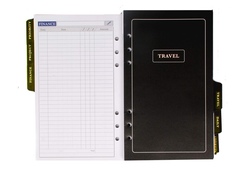 Sukeshcraft Planner Covered with Magnetic Flap, Round Ring 6 Holes With Year Long Stationery (White Refill 8.5X5.25 Inch.) - Image 2