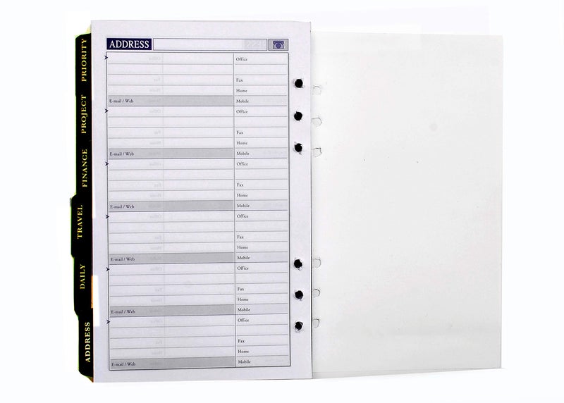 Sukeshcraft Planner Covered with Magnetic Flap, Round Ring 6 Holes With Year Long Stationery (White Refill 8.5X5.25 Inch.) - Image 4
