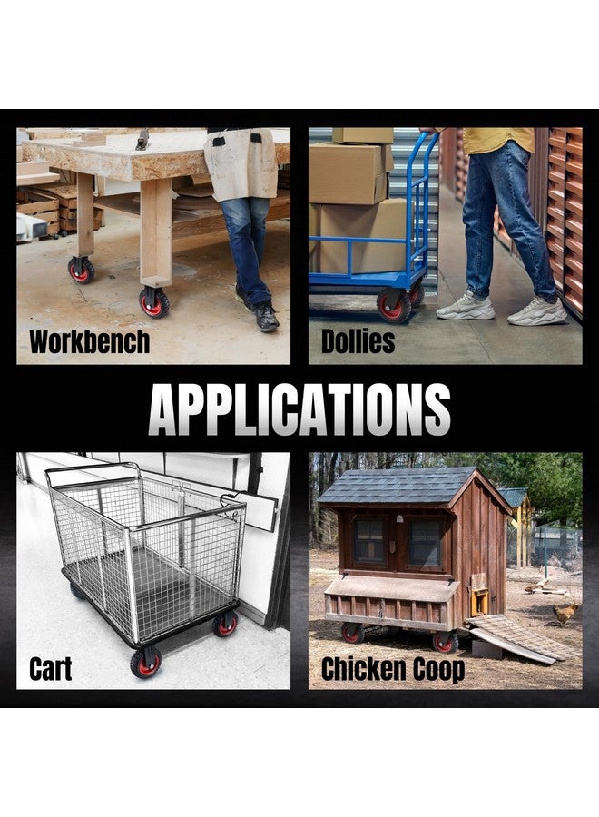 POWERTEC 8 Inch Caster Wheels, Heavy Duty Swivel Plate Casters with Rubber Knobby Tread for Workbench, Dolly, Cart, Trolley, Wagon and Chicken Coop, Large Rubber Castor Wheels, 1PK (17051) - Image 5