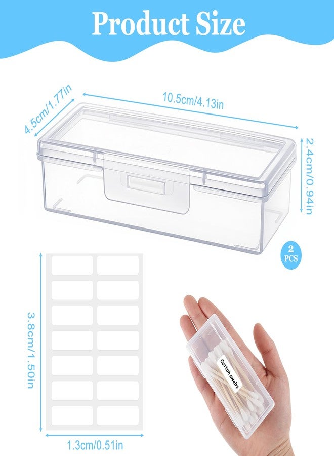 Fyntave 2 PCS Cotton Swab Holder for Travel, Small Portable Travel Cotton Swab Holder Clear Plastic Cottons Swabs Case Portable Holders with Dustproof Lid for Cottons Rounds, Swabs, Floss - Image 2