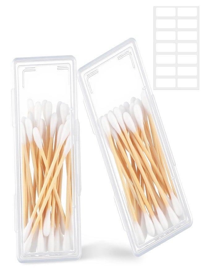 Fyntave 2 PCS Cotton Swab Holder for Travel, Small Portable Travel Cotton Swab Holder Clear Plastic Cottons Swabs Case Portable Holders with Dustproof Lid for Cottons Rounds, Swabs, Floss - Image 1