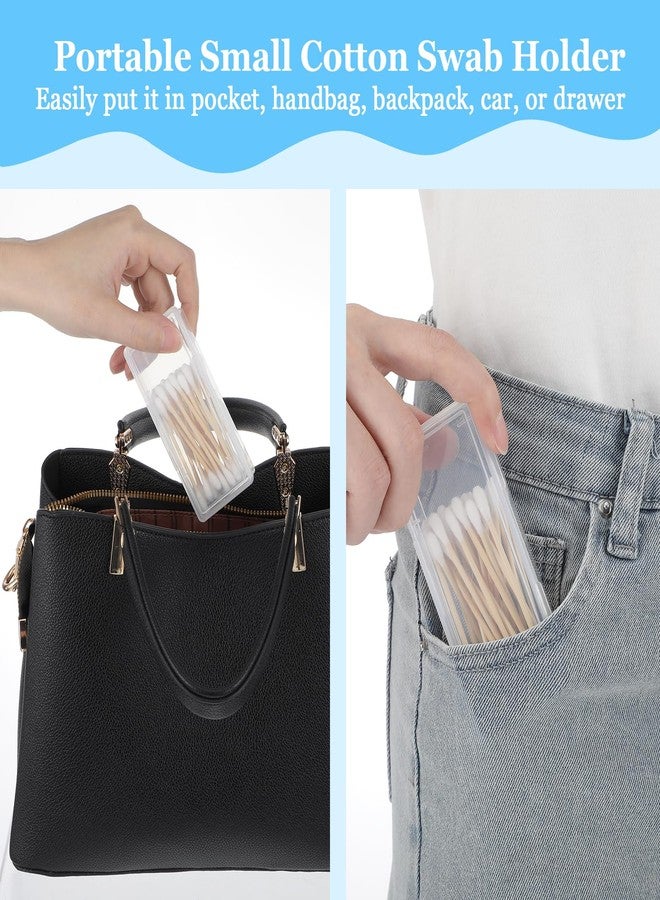 Fyntave 2 PCS Cotton Swab Holder for Travel, Small Portable Travel Cotton Swab Holder Clear Plastic Cottons Swabs Case Portable Holders with Dustproof Lid for Cottons Rounds, Swabs, Floss - Image 5