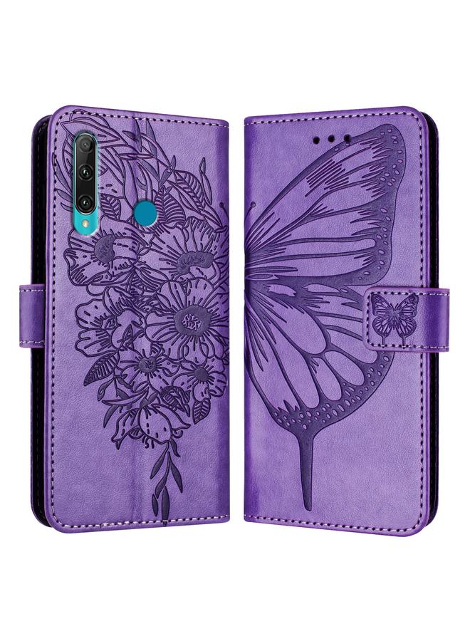 اس-توب جراب لهاتف Huawei Enjoy 9s/P Smart/P Smart+ 2019، جراب هاتف جلدي منقوش عليه فراشة - Image 1