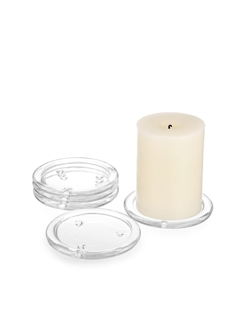 Excefore Glass Candle Tray, Round Clear Pillar Candle Holder, 3.9 Inch Pillar Candle Holders, Glass Coaster Small Round Plate Candle Plates, Modern Style Candle Centerpiece for Dining Table Wedding 5PCS - Image 1