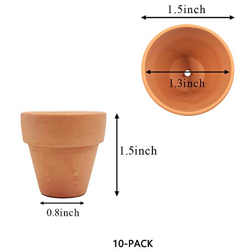 Yishang mini Terracotta Pots with Drainage Holes - 1.5 inches Tiny Clay Nursery Pots for Indoor/Outdoor Mini Plant, DIY Crafts, Wedding Favors(10 Pack) - Image 2