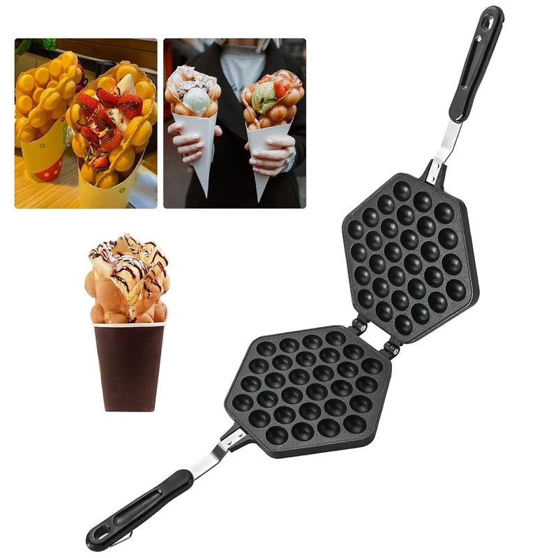 AEKDO Bubble Waffle Maker Pan Waffle Cake Mold Pot Nonstick Double Side Egg Waffle Maker for Breakfast Lunch Household Cafe Restaurant Cake Shop - Image 1