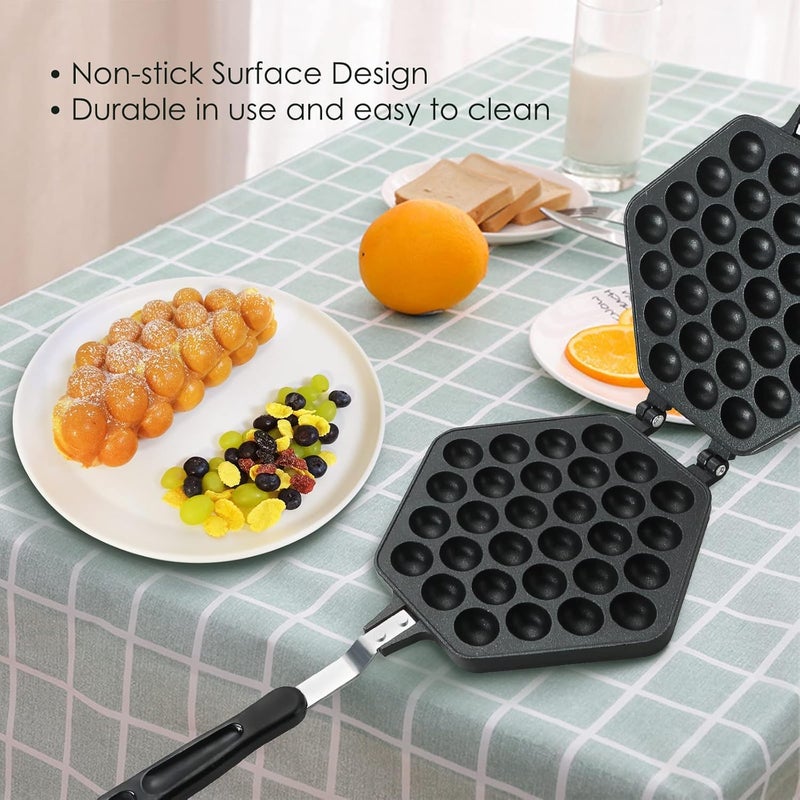 AEKDO Bubble Waffle Maker Pan Waffle Cake Mold Pot Nonstick Double Side Egg Waffle Maker for Breakfast Lunch Household Cafe Restaurant Cake Shop - Image 4