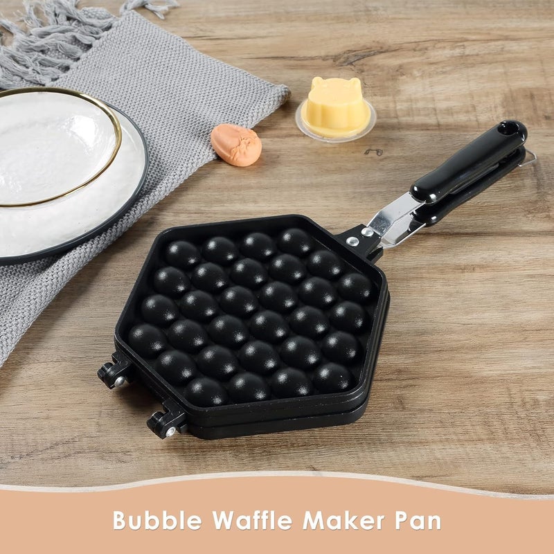 AEKDO Bubble Waffle Maker Pan Waffle Cake Mold Pot Nonstick Double Side Egg Waffle Maker for Breakfast Lunch Household Cafe Restaurant Cake Shop - Image 3