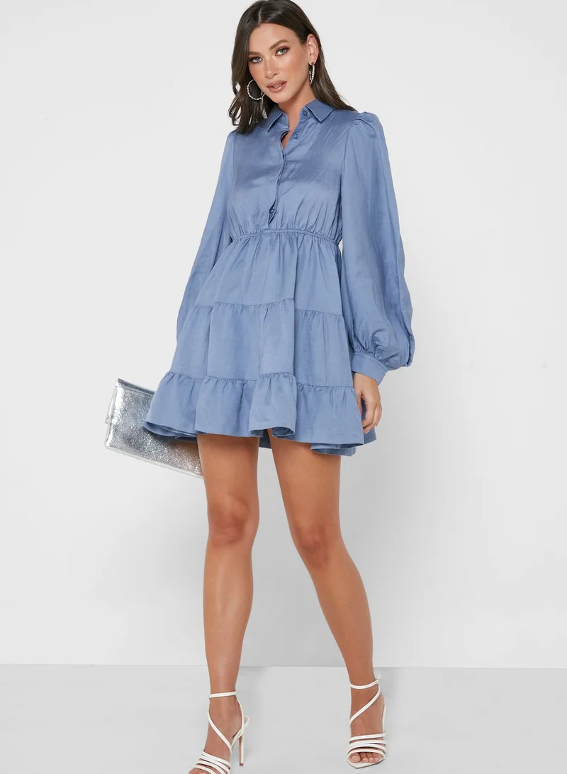 Bardot Tiered Cotton Dress