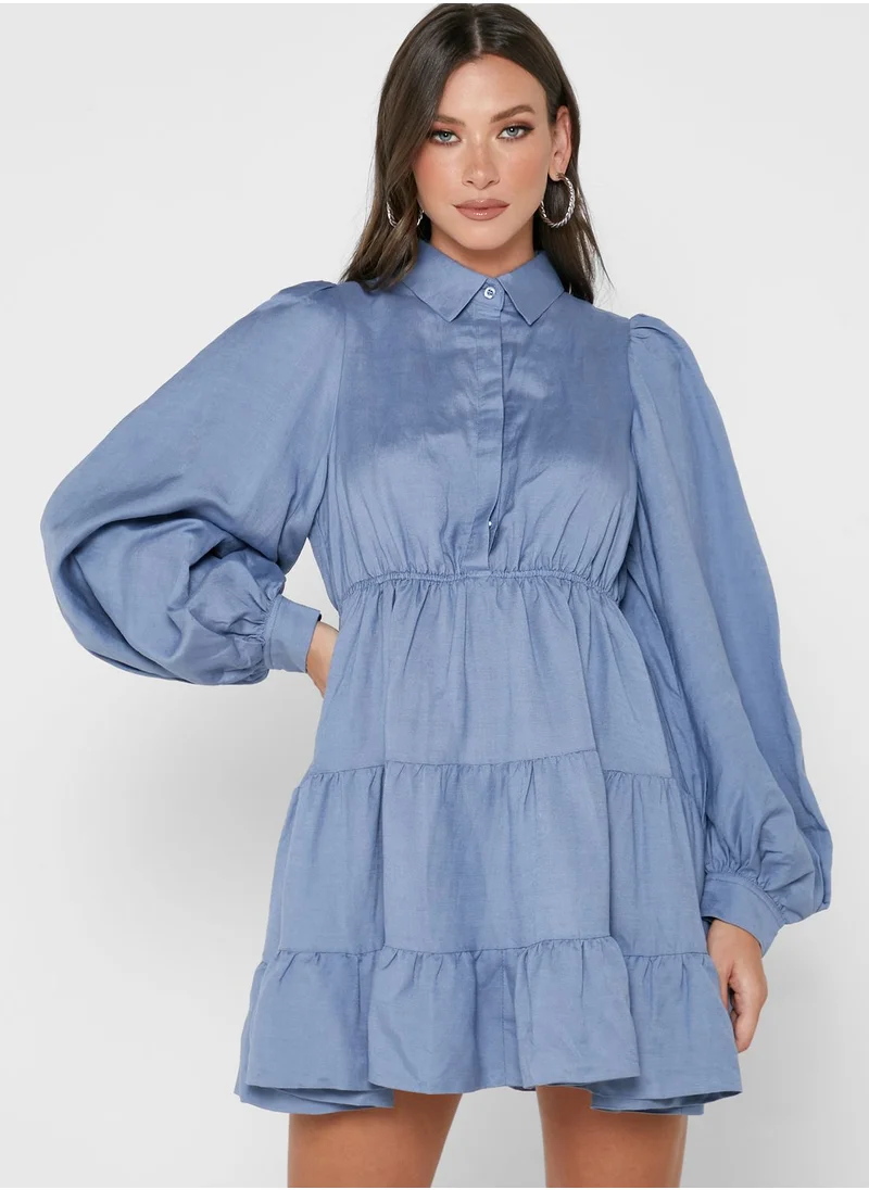 Bardot Balloon Sleeve Dress