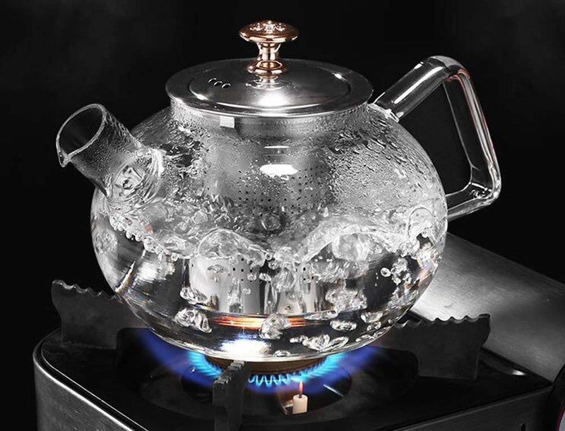 Wellxo Glass Teapot with Removable Stainless Steel Infuser Premium Durable Borosilicate Glass Tea Kettle for Stove top Glass Flowering Tea Kettle with Infusers for Loose Tea 1000 ml Silicone Mat  - Image 2