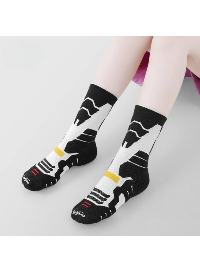 Children's Sports Socks Boys Running Training Basketball Socks Non-slip Shock Absorbing Breathable Socks Thickened Towel Bottom - Image 2