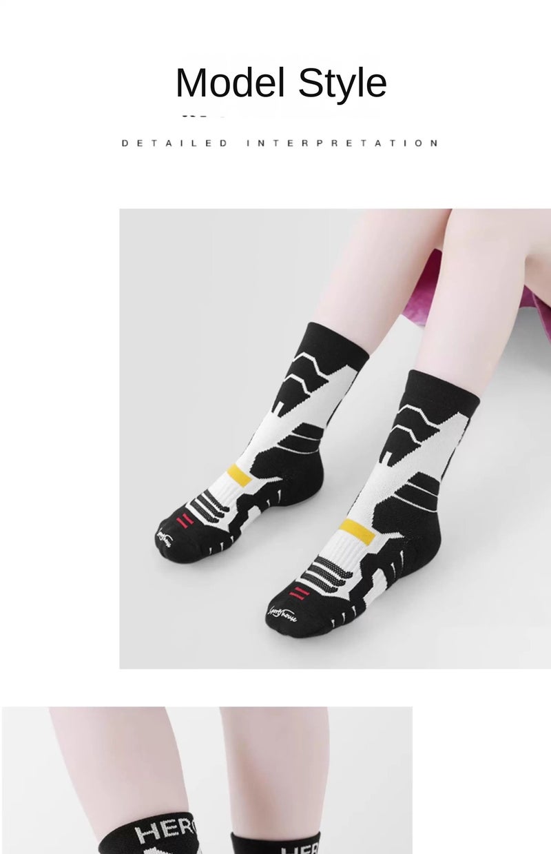 Children's Sports Socks Boys Running Training Basketball Socks Non-slip Shock Absorbing Breathable Socks Thickened Towel Bottom - Image 3