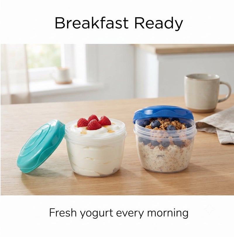 Sistema Yogurt Containers 2 Pack 150ml Portable Leak Proof Yogurt & Snack Cups BPA Free Travel Storage Containers for Healthy On the Go Snacks Lunch Box Meal Prep Reusable Food Storage Solution - Image 4
