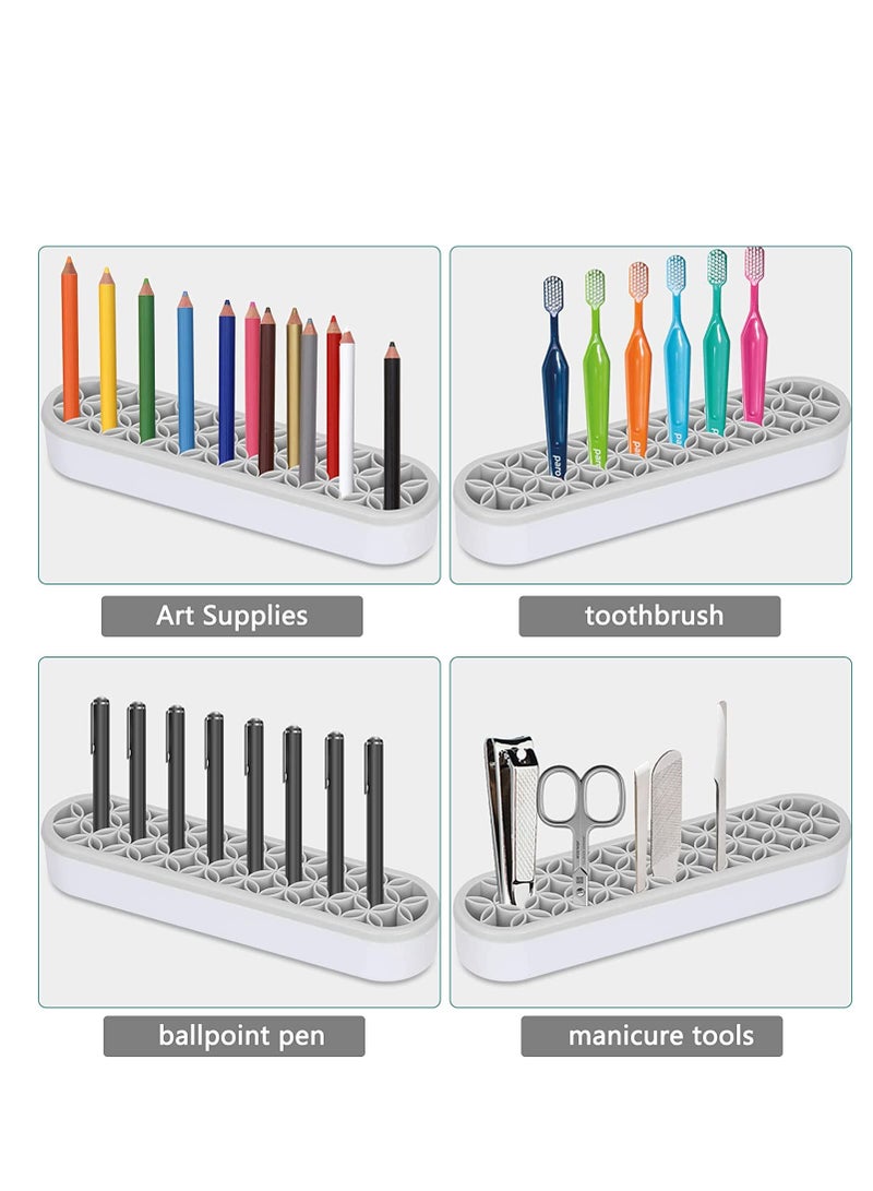 Versatile Silicone Makeup Brush Organizer for Beauty Tools and Crafts Storage Grey - Image 4