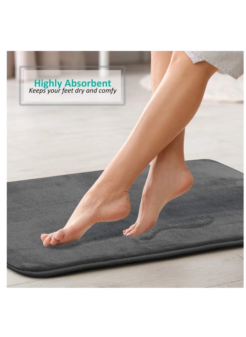 Kutis - 3-Pieces European Simple Style Toilet Floor Mat Suit Bathroom Carpet Set Polyester Fiber Grey - Image 1