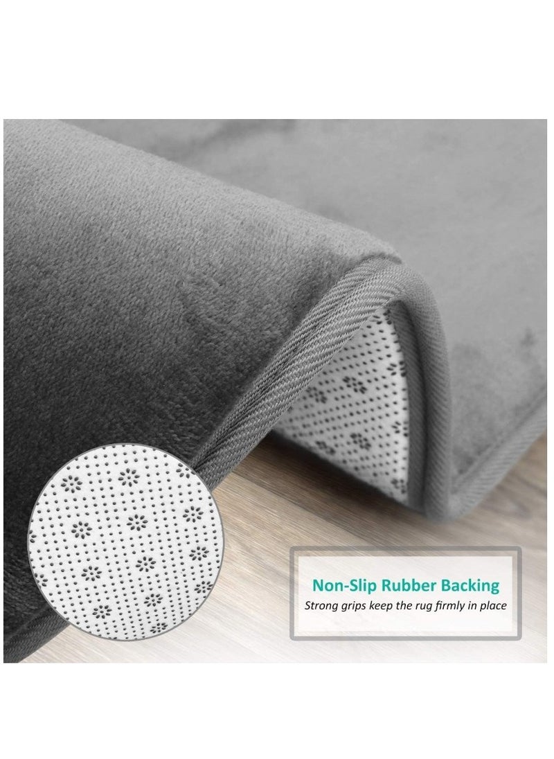 Kutis - 3-Pieces European Simple Style Toilet Floor Mat Suit Bathroom Carpet Set Polyester Fiber Grey - Image 1