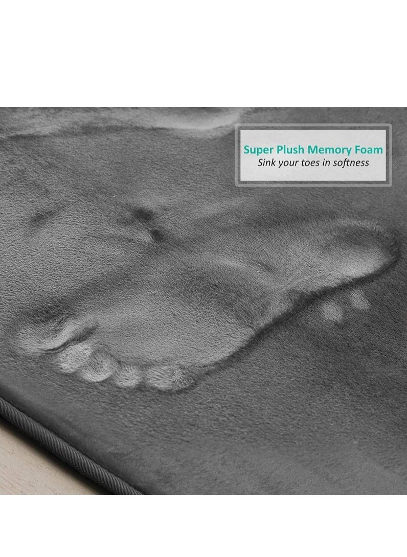 Kutis - 3-Pieces European Simple Style Toilet Floor Mat Suit Bathroom Carpet Set Polyester Fiber Grey - Image 1