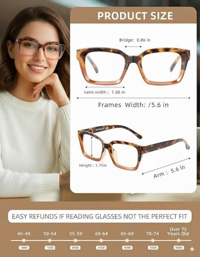 JOLISU 5 Pack Reading Glasses for Women, Blue Light Blocking Computer Readers,Square Eyeglasses with Spring Hinge +1.25 - Image 2