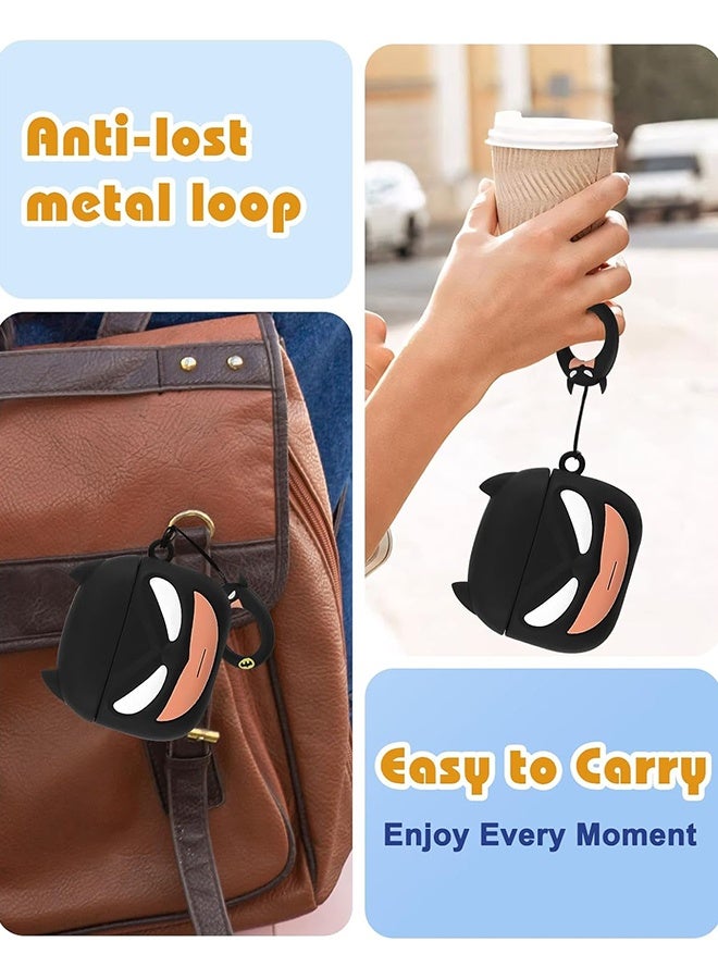 Wffo For AirPods Pro 2 Headphone Case - Funny 3D Soft Silicone Case Case with Key Chain and Cleaner Kit for Female Girls Teen Characters Fun Fashion Design Case for AirPods Pro 2 - Black - Image 4