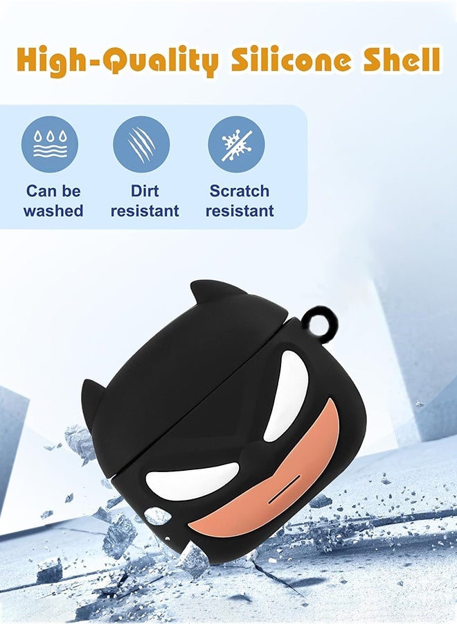 Wffo For AirPods Pro 2 Headphone Case - Funny 3D Soft Silicone Case Case with Key Chain and Cleaner Kit for Female Girls Teen Characters Fun Fashion Design Case for AirPods Pro 2 - Black - Image 2