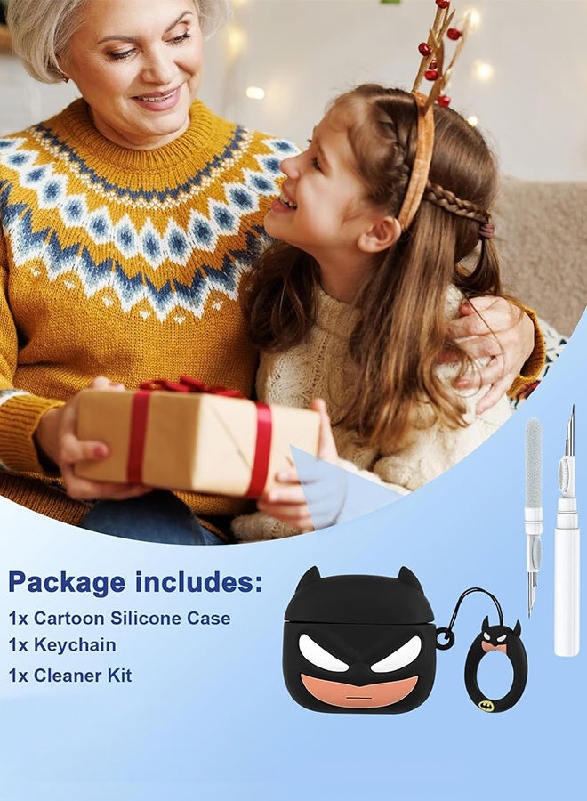 Wffo For AirPods Pro 2 Headphone Case - Funny 3D Soft Silicone Case Case with Key Chain and Cleaner Kit for Female Girls Teen Characters Fun Fashion Design Case for AirPods Pro 2 - Black - Image 5