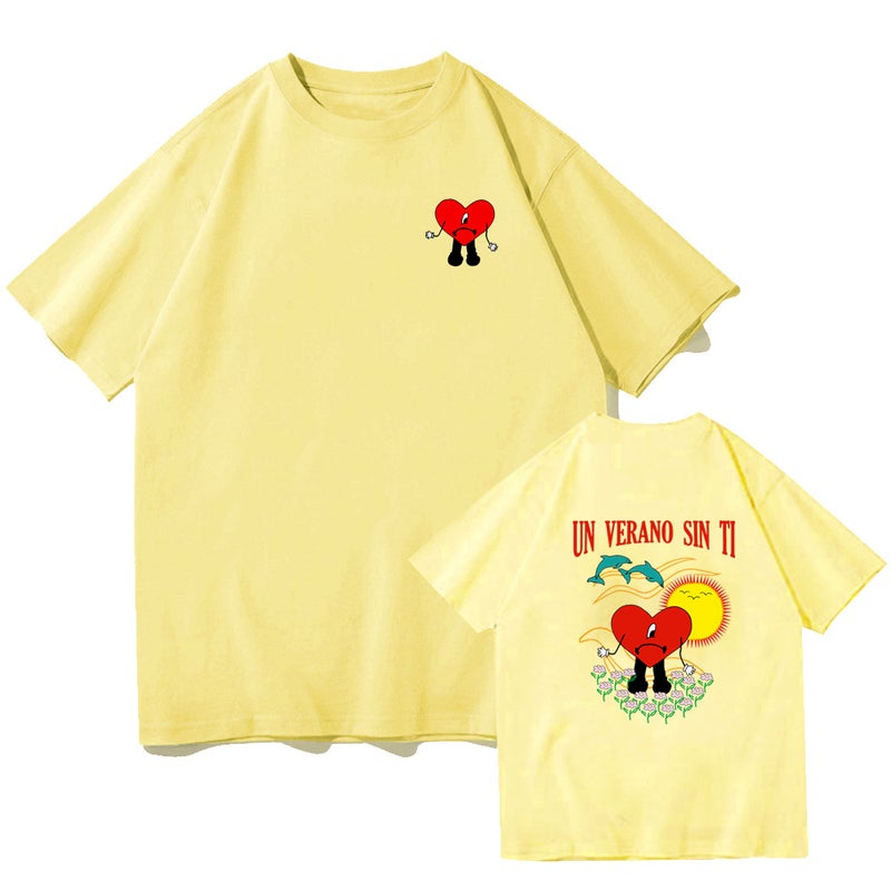 Generic un verano sin Ti bad bunny New Album Harajuku Loose ShorT Sleeve Womens T Mens ShorT Sleeves Light yellow  - Image 1