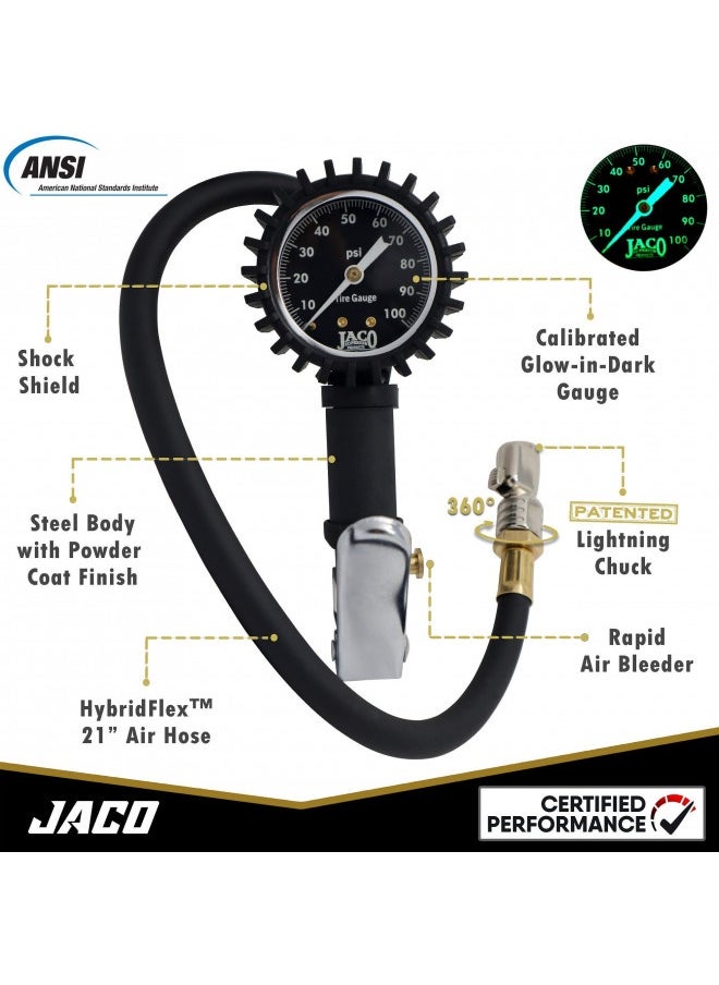 Generic - Jaco Flowpro Tire Inflator With Pressure Gauge - 100 Psi - Image 1