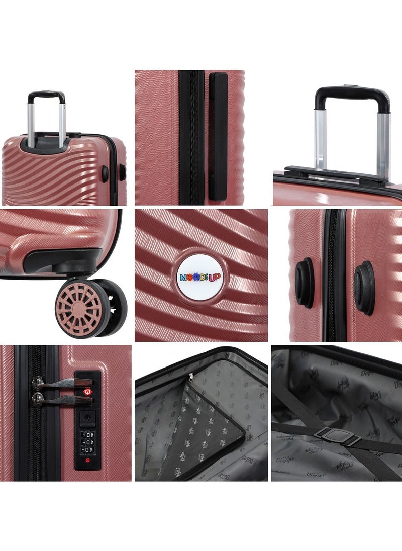 Biggdesign - Biggdesign Moods Up Medium Suitcase, 100% ABS Hardshell Luggage with 360° Spinner Wheels, Travel Suitcases with TSA Lock System, Lightweight, Rosegold, 24 Inch - Image 1