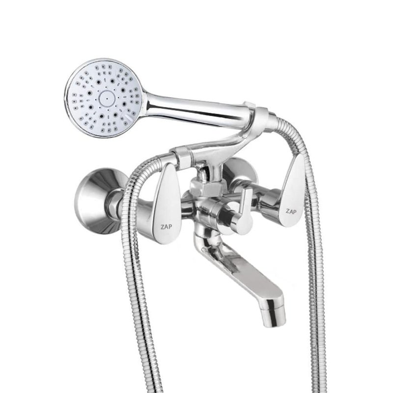 ZAP ZAP Brezza High Grade Brass 2 in 1 Wall Mixer With Crutch Multi Flow Hand Shower With 15 Meter Flexible Tube Chrome Deluxe - Image 1