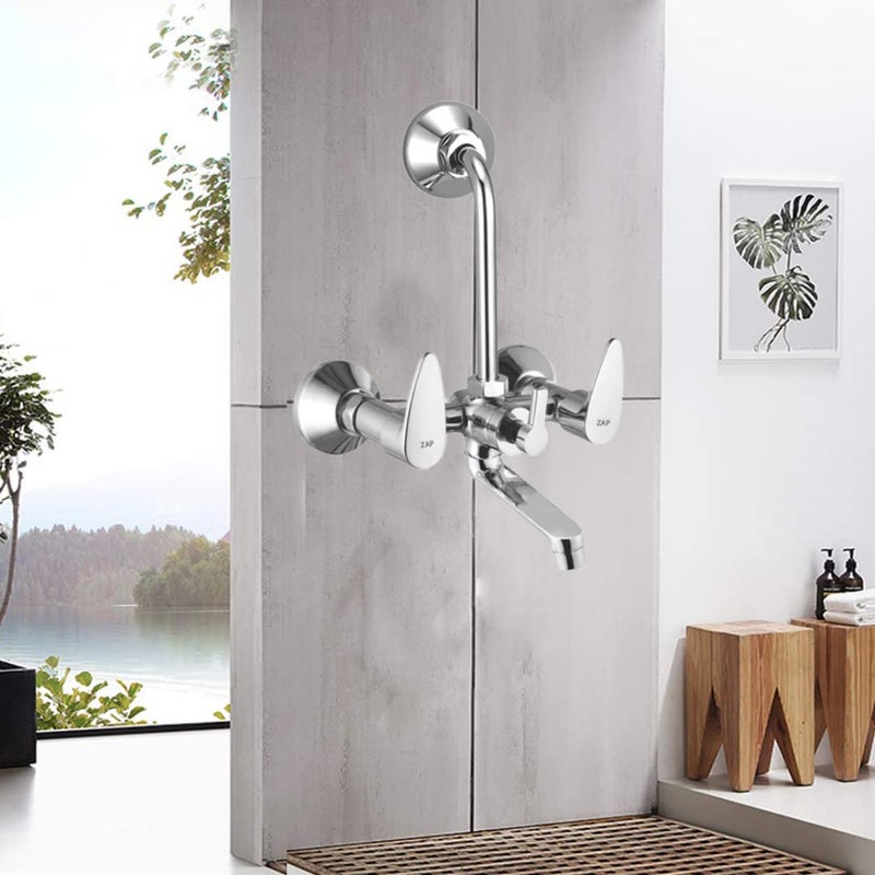 ZAP ZAP Brezza High Grade Brass 2 in 1 Wall Mixer With Crutch Multi Flow Hand Shower With 15 Meter Flexible Tube Chrome Deluxe - Image 3