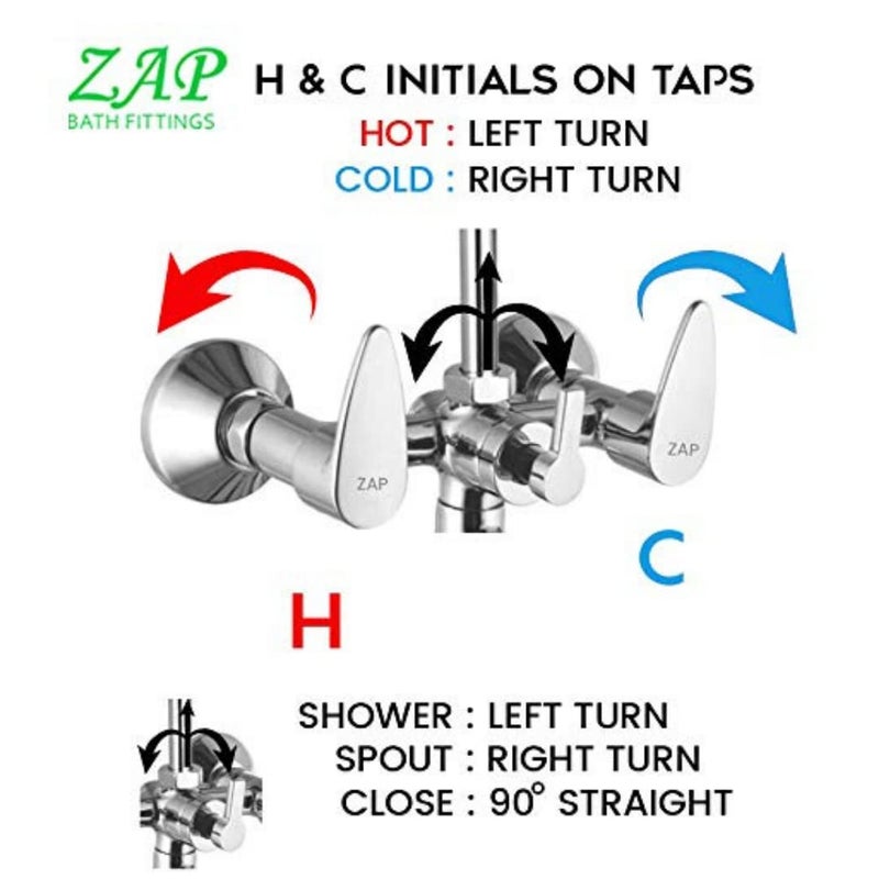 ZAP ZAP Brezza High Grade Brass 2 in 1 Wall Mixer With Crutch Multi Flow Hand Shower With 15 Meter Flexible Tube Chrome Deluxe - Image 5