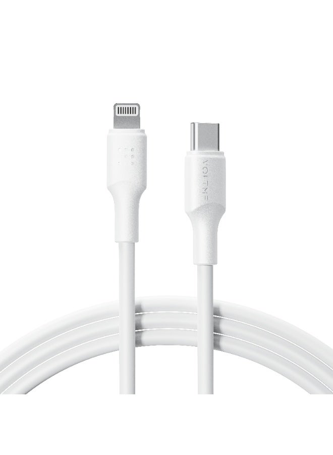 VOLTME Powerlink EDC PD 3A 30W Type C to Lightning Cable, Fast iPhone Charger Cable, 480Mbps Speed Data Transfer Compatible for iPhone 14 Pro Max, 13 12 11 XS 8 7 6, iPad, AirPods (1.2M) - White - Image 1