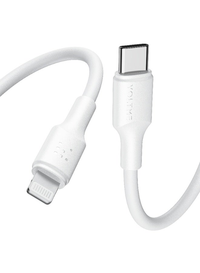 VOLTME Powerlink EDC PD 3A 30W Type C to Lightning Cable, Fast iPhone Charger Cable, 480Mbps Speed Data Transfer Compatible for iPhone 14 Pro Max, 13 12 11 XS 8 7 6, iPad, AirPods (1.2M) - White - Image 2