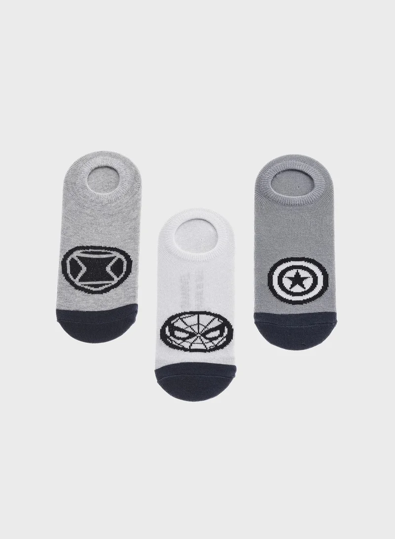 FAN MANIA 3 Pack Spiderman Printed Socks