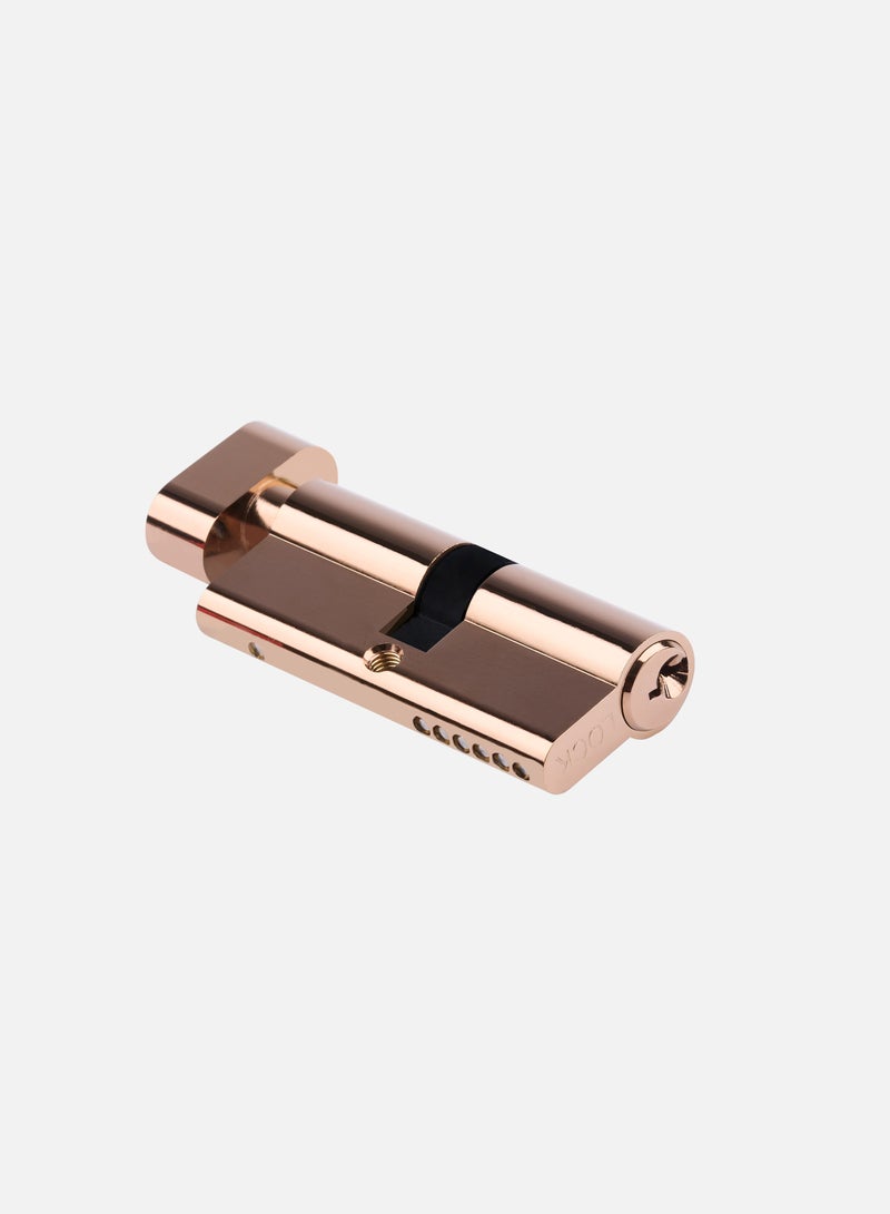 CINCINNO 70mm Full Brass Premium Euro Cylinder Lock – One Side Key/Knob, 5-Year Warranty, Anti-Rust, Silent Lock – Ideal for Doors, Cabinets – (Rose Gold) 