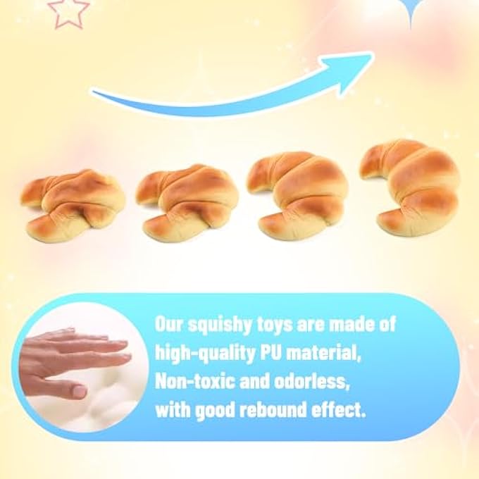 Anboor Slow Rebound Squishies Toys for Kids Bread Squishys Foam Food Croissant Jumbo Large Stress Squishes Cute Giant Squeeze Toy - Image 3